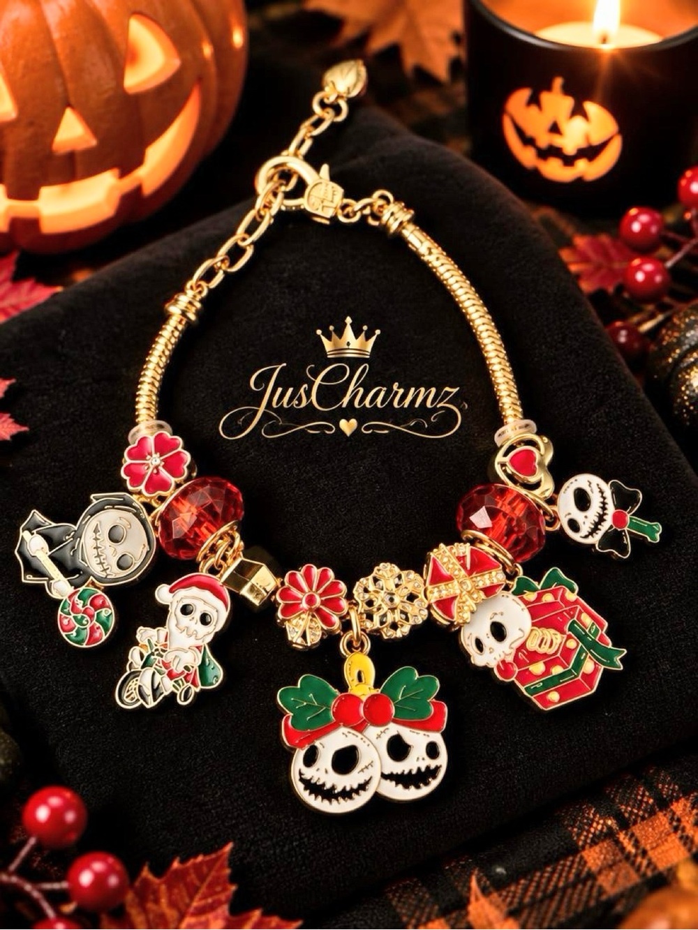 🎃 Nightmare Before Christmas Charm Bracelet | Jack Skellington Spooky